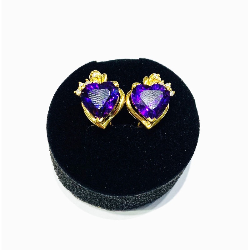 Amethyst Heart Earrings (18K)