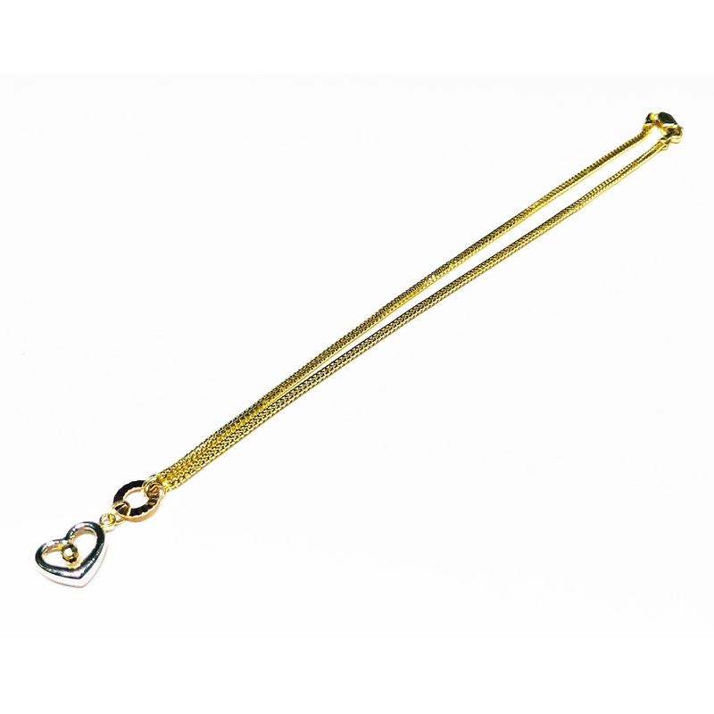 Tri-color Heart Anklet (14K)