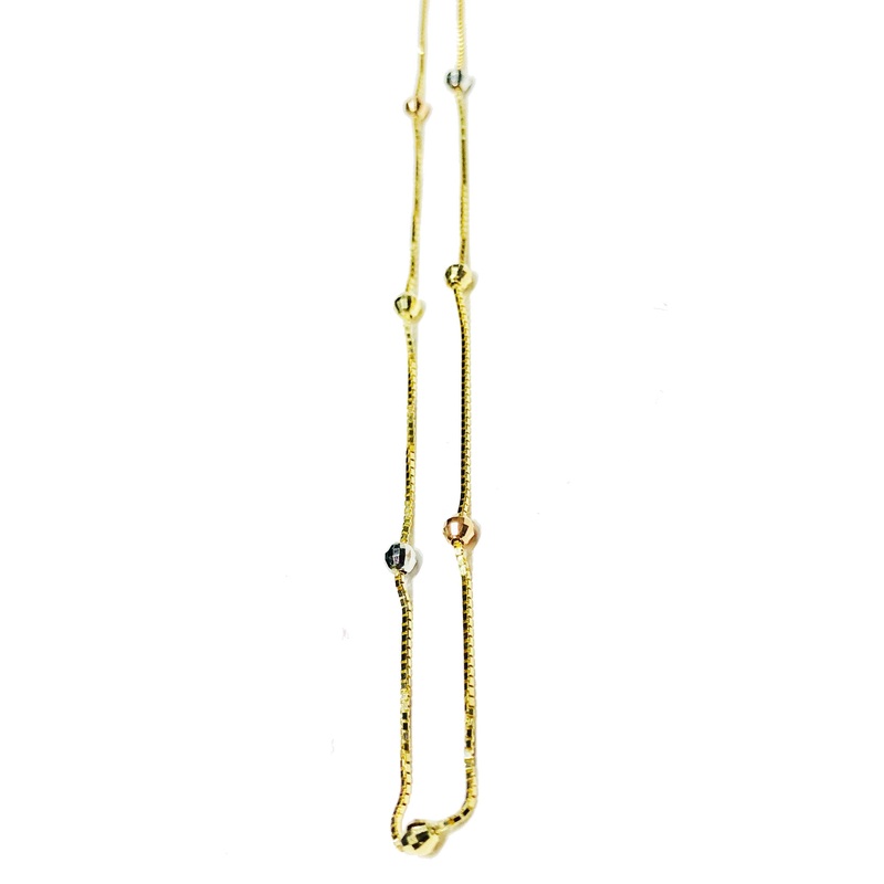 Tri-color Station Ball Anklet (14K).
