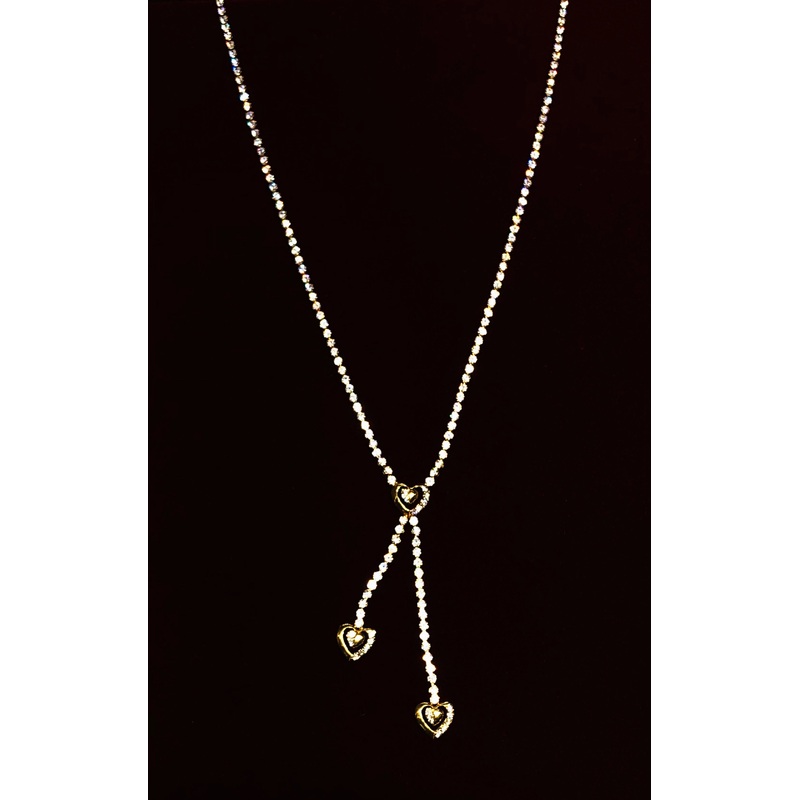 Tri-Heart Tennis Necklace (14K).