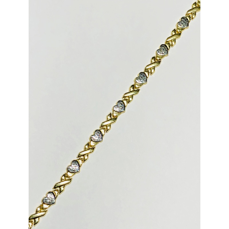 X and Heart Two-Tone Bracelet (14K)
