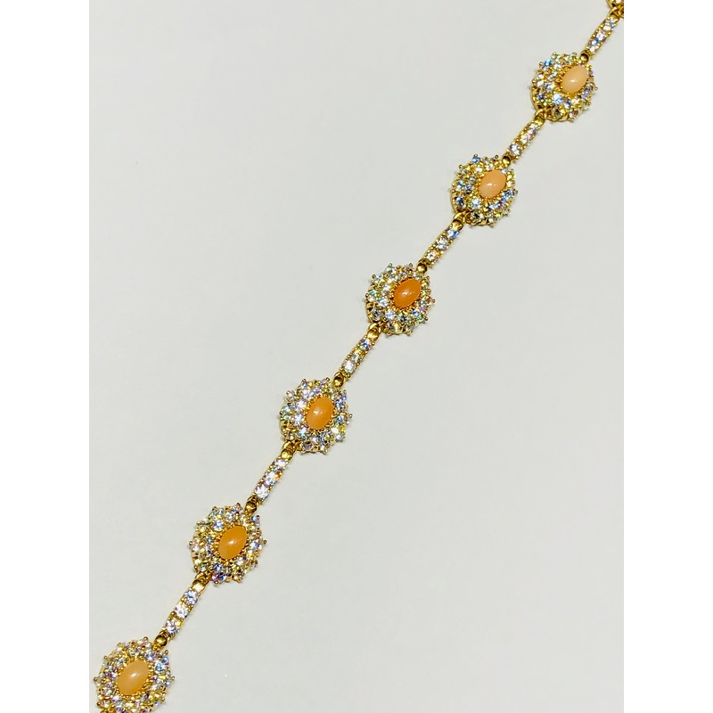 Coral CZ Bracelet (14K).