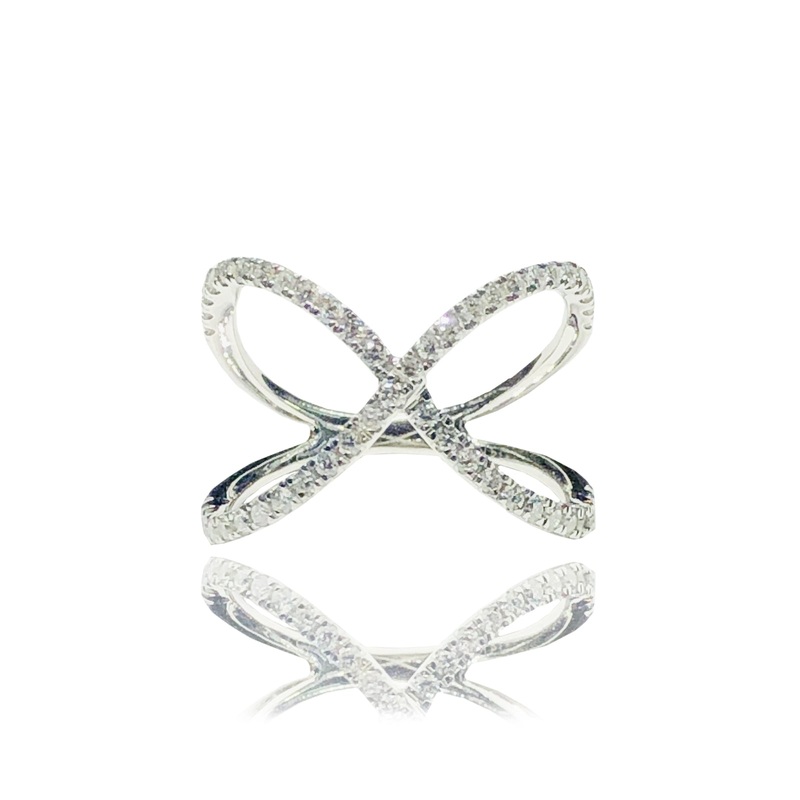 "X" Diamond Ring (14K)