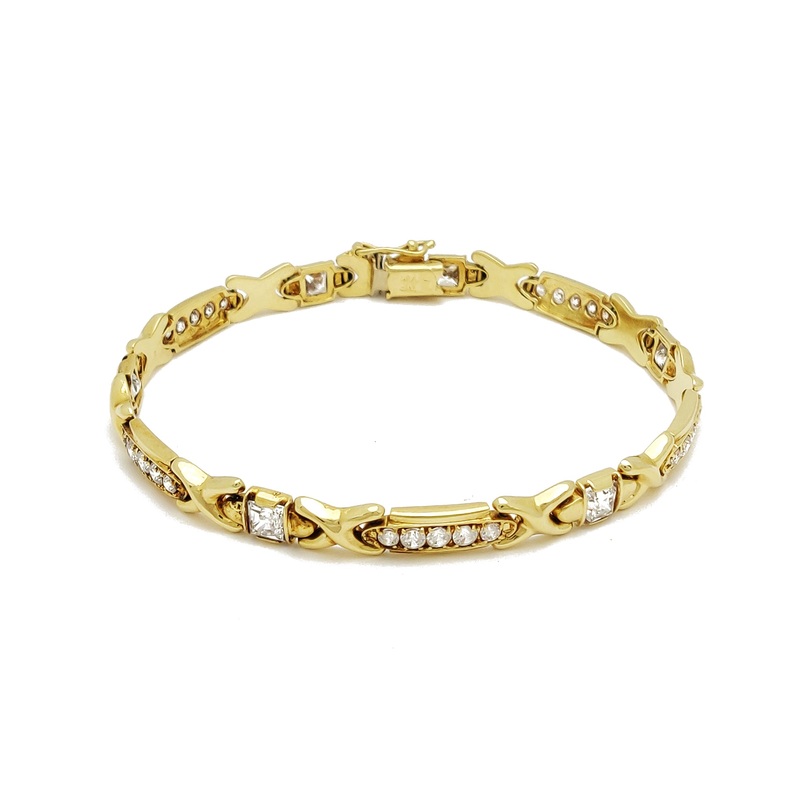 X-Link and Hexagon CZ Bracelet (14K)