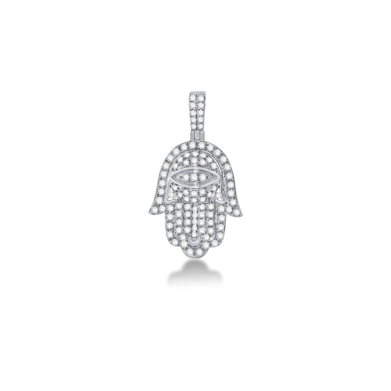 Diamond Hamza Hand Pendant (14K)