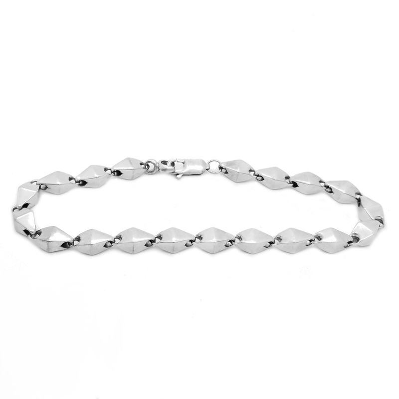 Diamond Shaped White Gold Bracelet (14K).