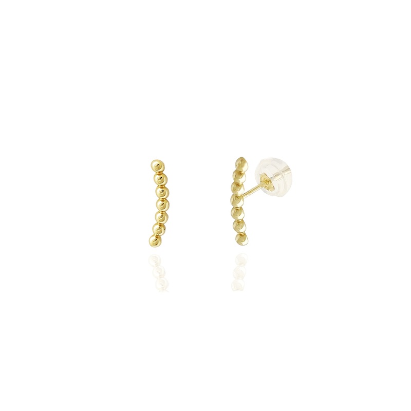 Beaded Curved Stud Earrings (14K)
