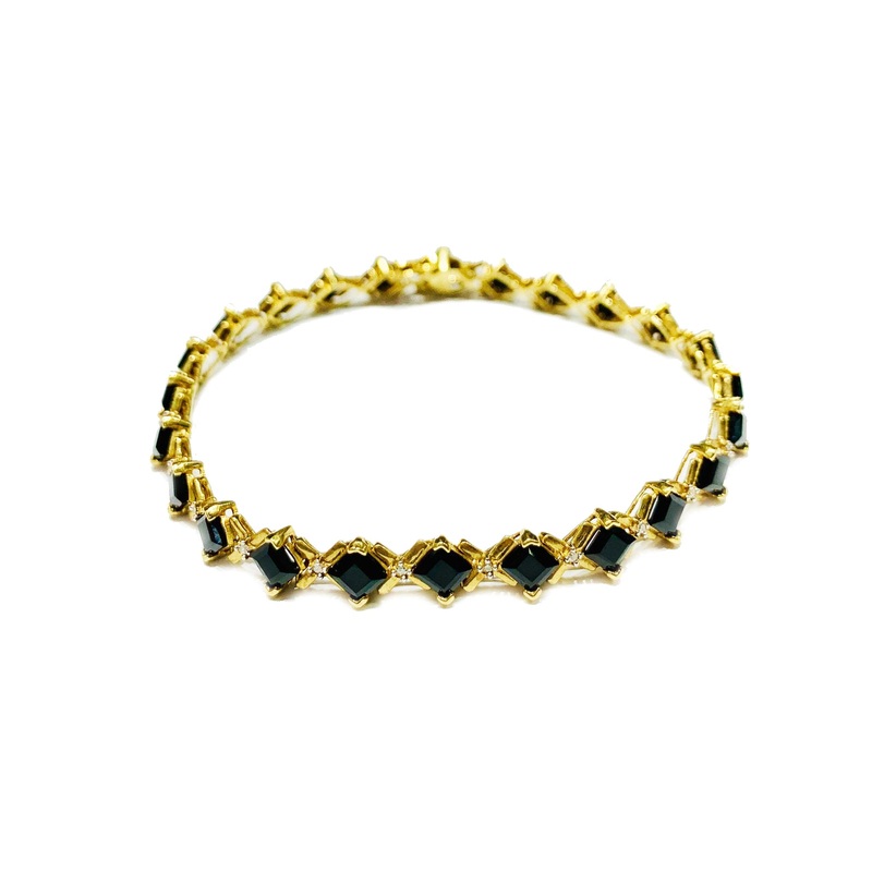 Black Onyx Square CZ Bracelet (10K).
