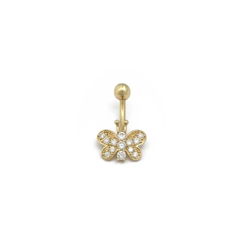Butterfly CZ Navel Ring (14K)