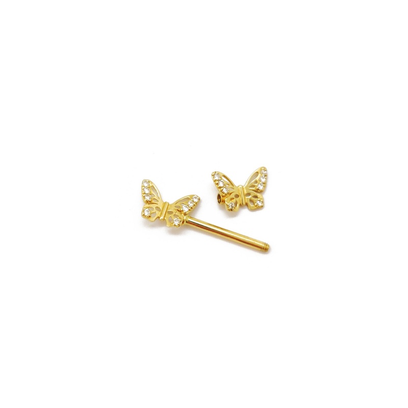Barbell Butterfly Piercing (14K)