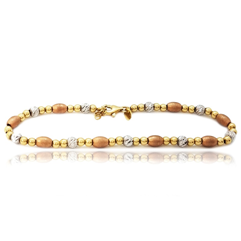 Beads Tri-Color Gold Bracelet (14K).