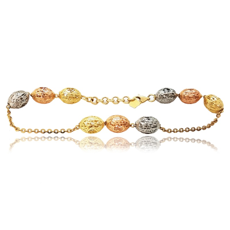 Cable link charm bracelet (14K).