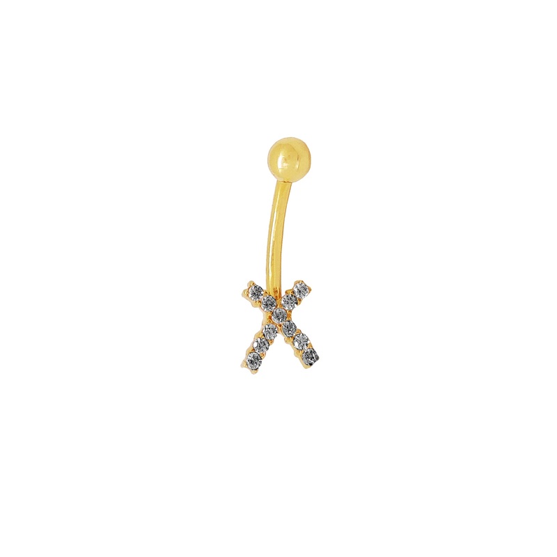 Criss-Cross X Navel Ring (14K)