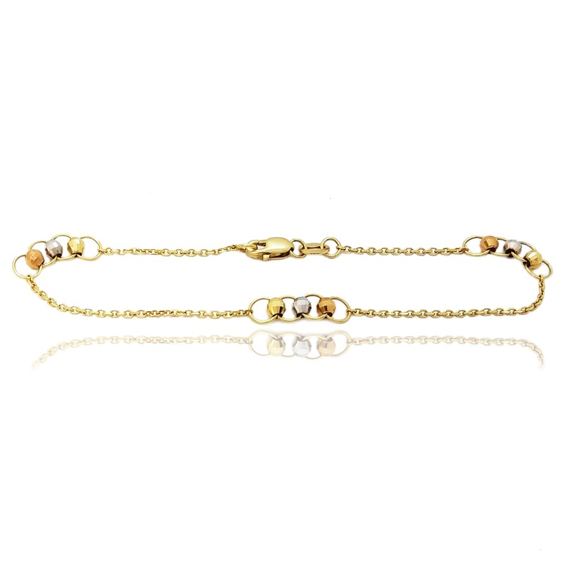 Diamond Cut Beads Cable Bracelet (14K).