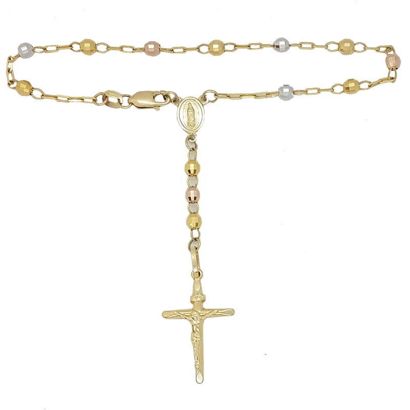 Diamond Cut Rosary Two-Toned Gold Bracelet (14K).