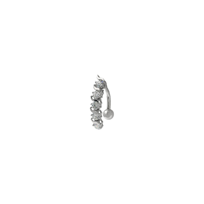 S-Swirl CZ Navel Ring (14K)