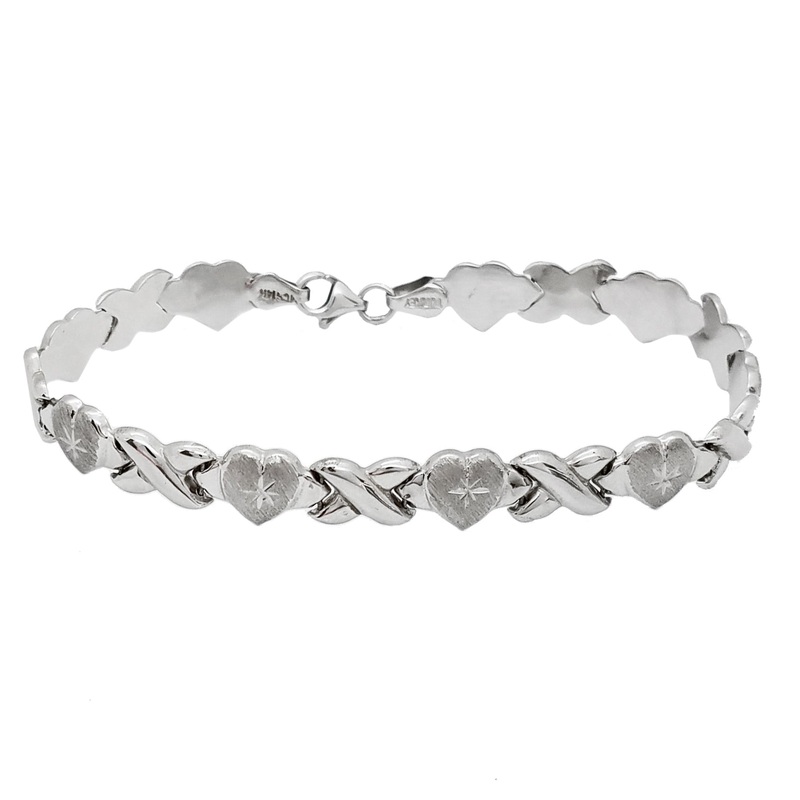 X and Heart White Gold Bracelet (14K)