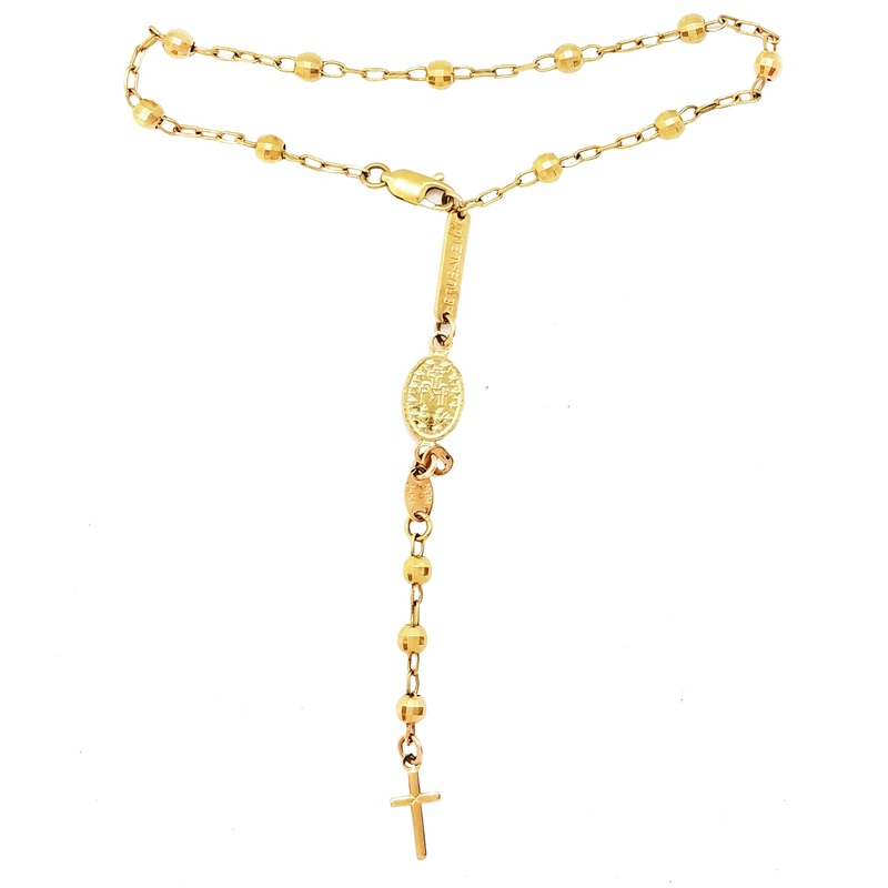 Diamond Cut Beads Rosary Bracelet (14K).