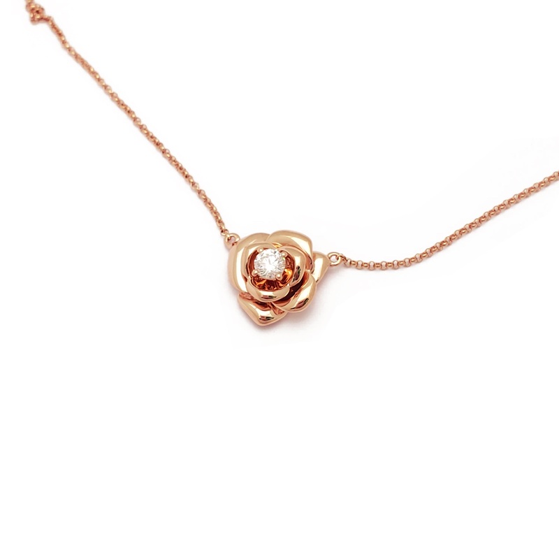 Diamond Rose Blossom Necklace (Gold)