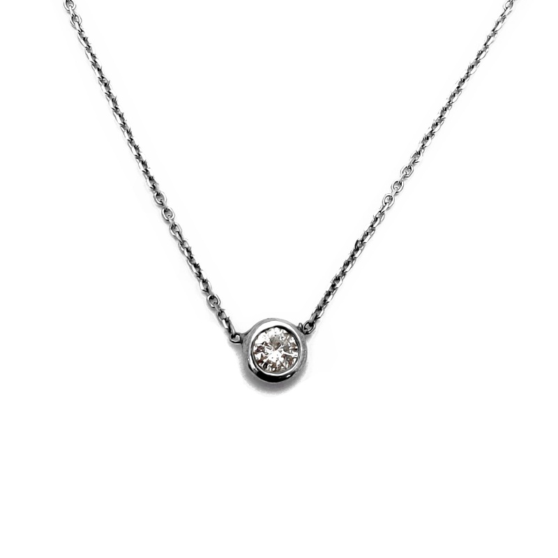 Diamond Round Bezel Setting Necklace (14K)