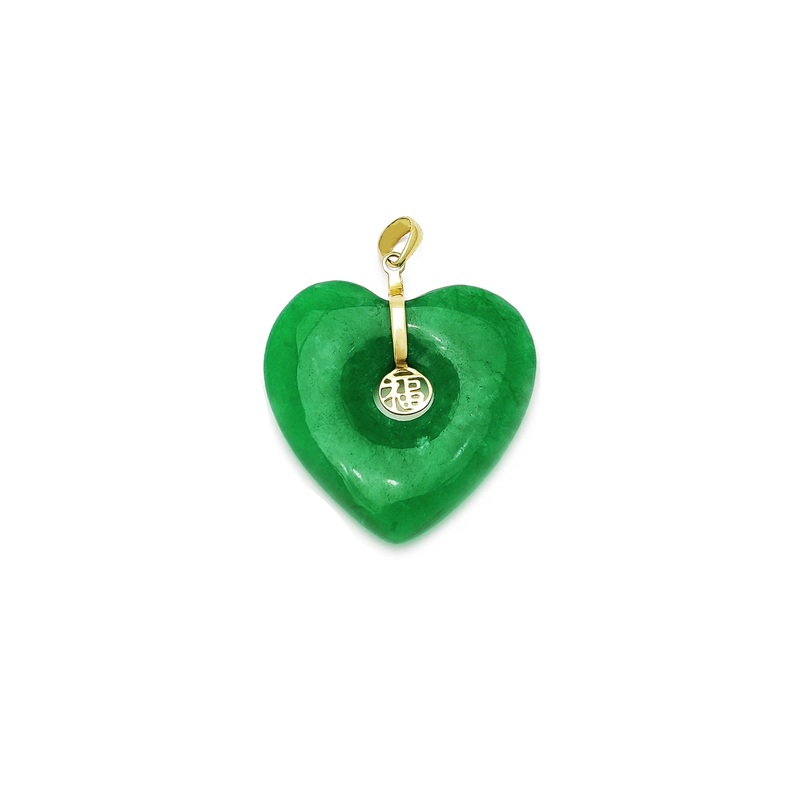 [] Heart Jade Pendant  (14K)