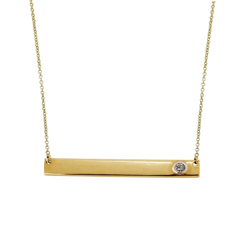 Diamond Bar Tag Necklace (14K)