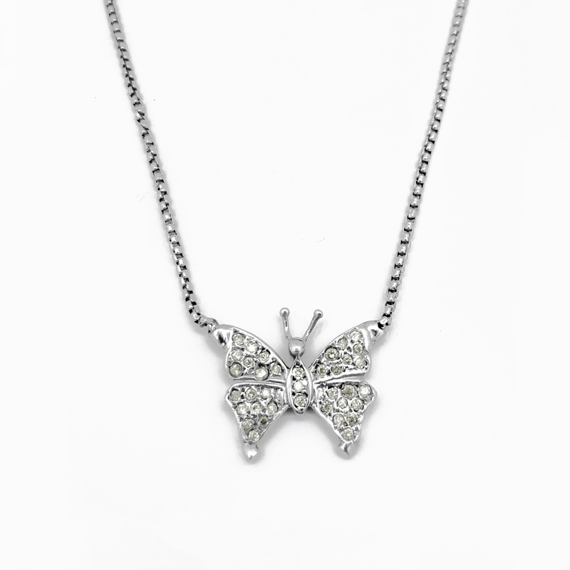 Diamond Butterfly Necklace (14K)