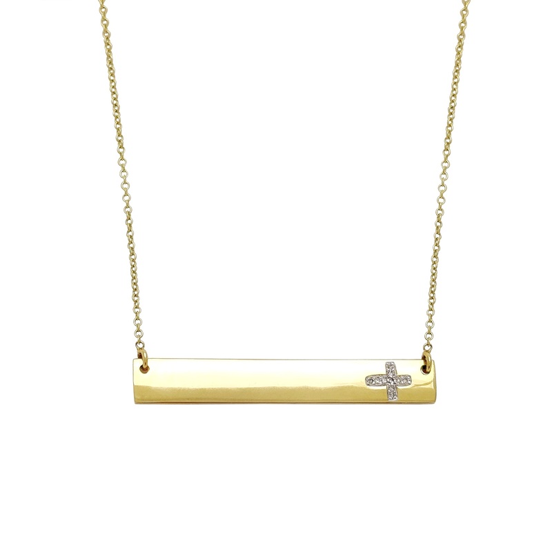 Diamond Cross Bar Necklace (14K)