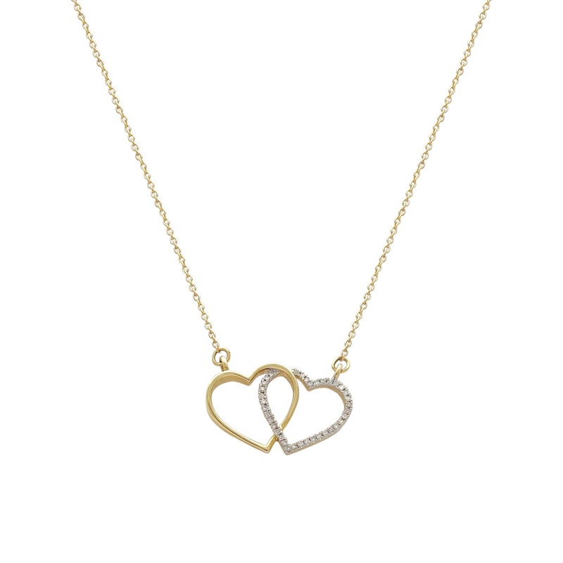 Diamond Interlocked Heart Necklace (14K)