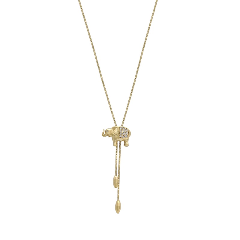 Elephant Hanging Bead Necklace (14K)