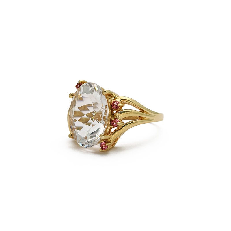 Aquamarine & Pink Sapphire Ring (14K)