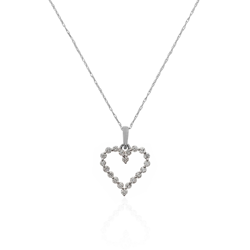 Diamond Heart Pendant Necklace (14K).