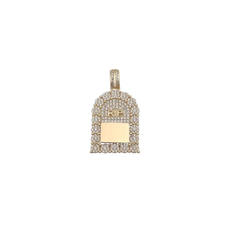 Iced Out Tombstone (R.I.P) Pendant (14K)