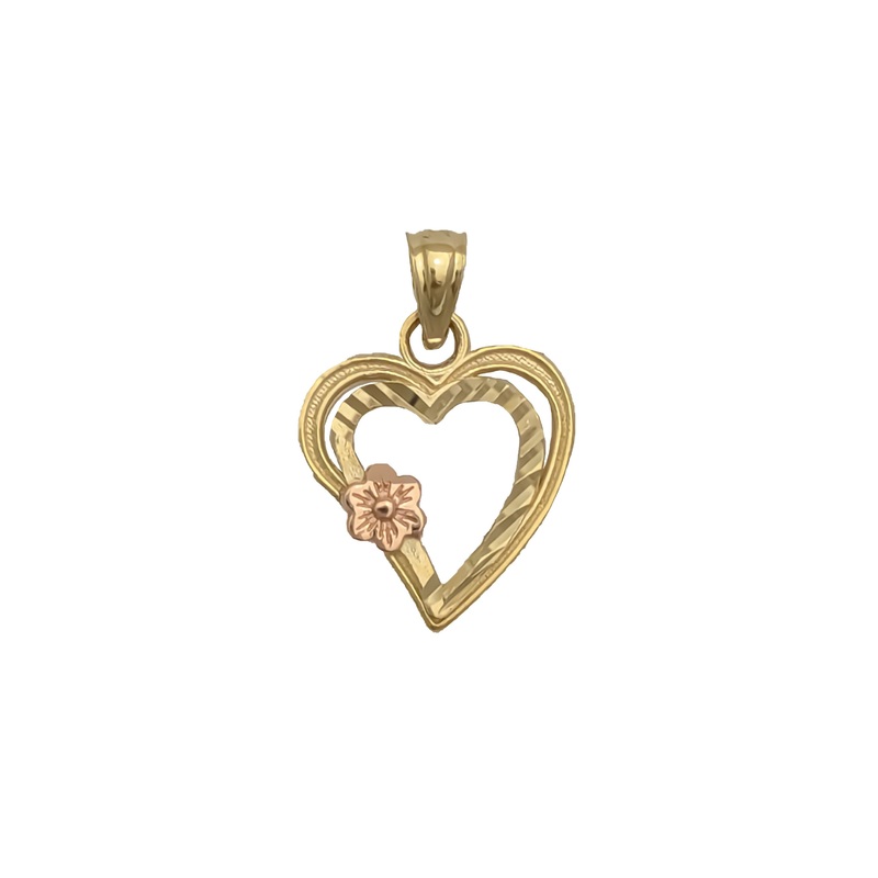 Two-tone Heart Outline Flower Diamond Cut (14K)