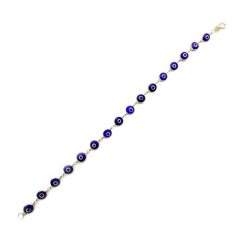 Dark Blue Evil Eyes Bracelet (14K).