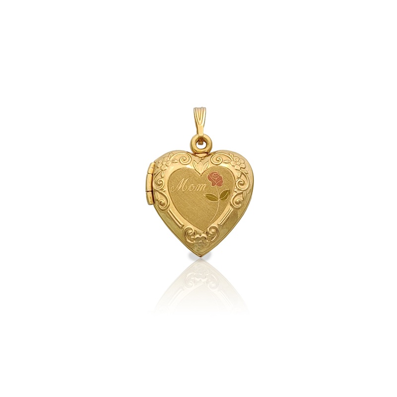 "Mom" Heart Locket Pendant (14K)