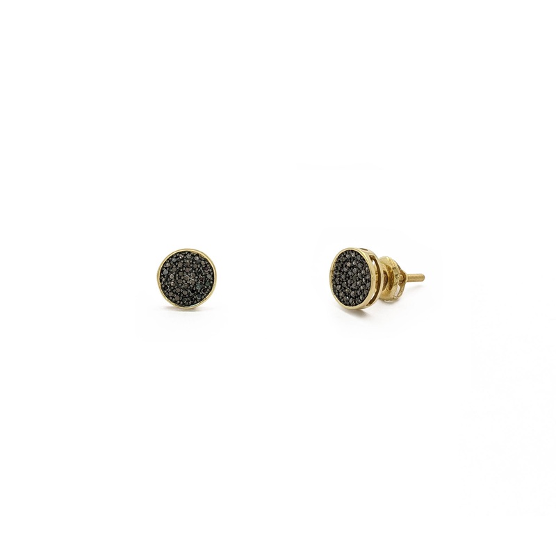Black Diamond Round Cluster Stud Earrings (14K)
