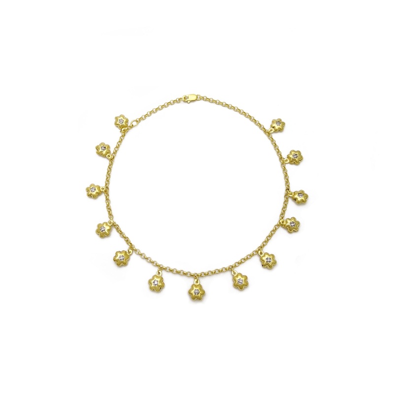 Flower Charm Anklet (14K).
