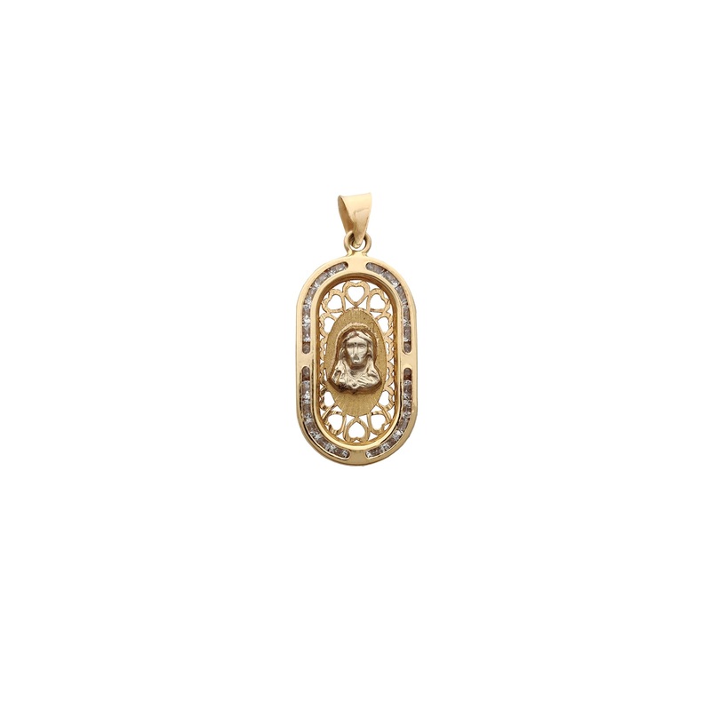 "Heavenly Vision" Stoneset Frame Jesus Pendant (14K)