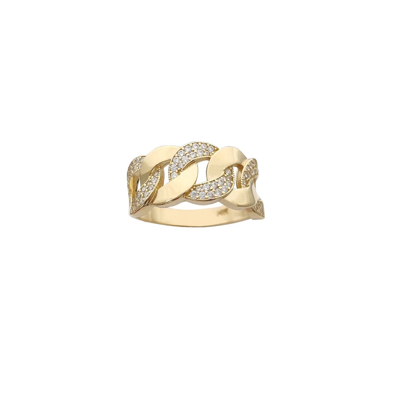 Alternating Ice Cuban Ring (14K)