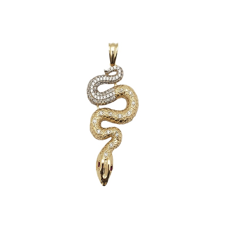 "Molted Ice" Snake Pendant (14K)