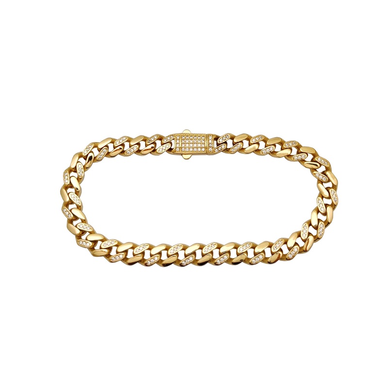 Alternating Ice Lightweight Monaco Bracelet (14K).