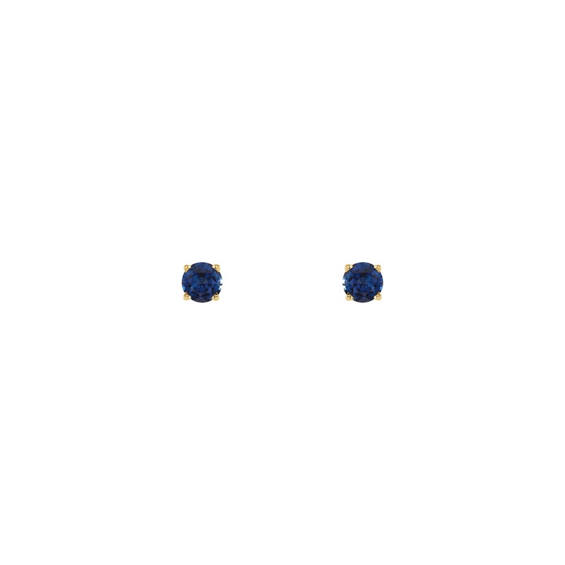 4 mm Round Natural Blue Sapphire Solitaire Stud Earrings (14K)