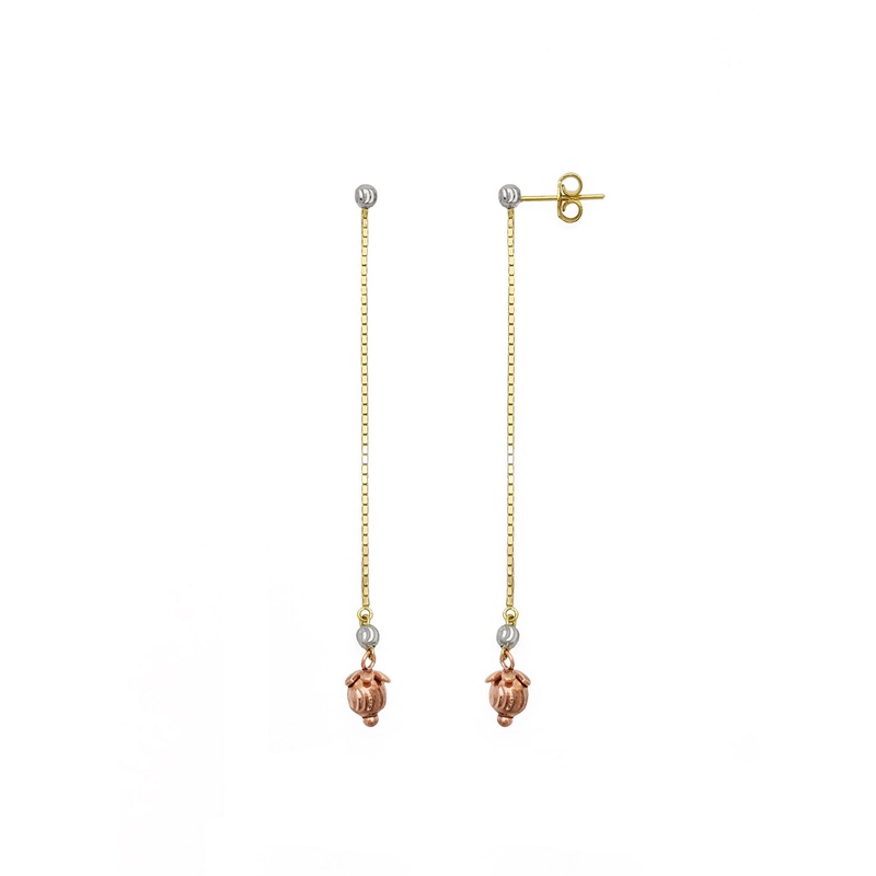 Berry Tri-Tone Drop Earrings (14K)