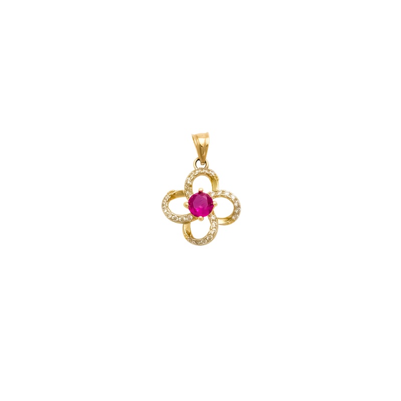 Fancy Flower Framed CZ Pendant (14K)