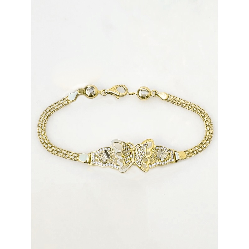 Zirconia Butterfly Bismark Bracelet (14K)