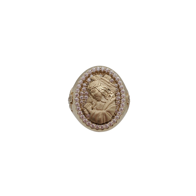 Zirconia Jesus Carry The Cross Ring (14K)
