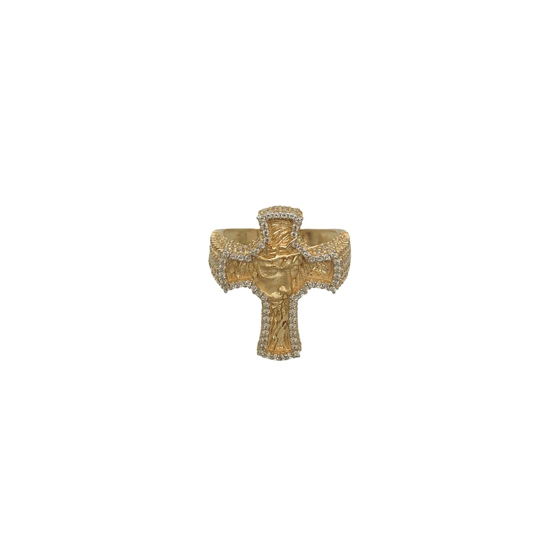 Zirconia Jesus Head & Cross Ring (14K)