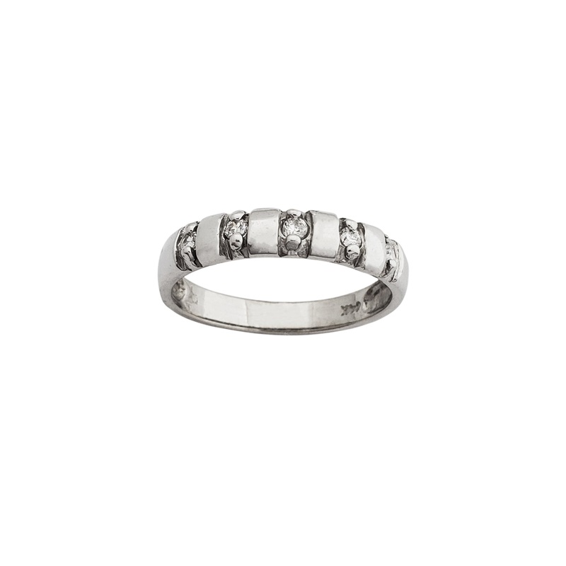 Alternating CZ Wedding Band (14K)