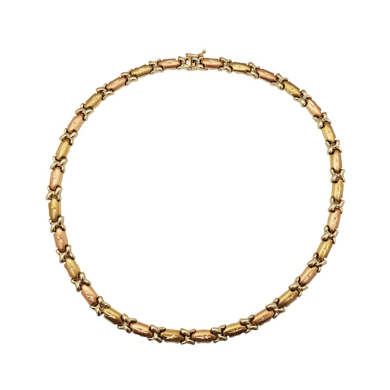 Diamond-Cut "X" & Bar Fancy Necklace (14K)